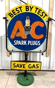 AC Spark Plugs "Best By Test" "Save Gas" Metal Sign (TAC)