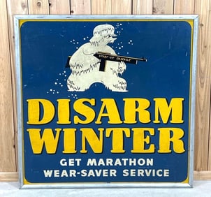 Disarm Winter Get Marathon Wear-Saver Service w/Image Masonite Sign