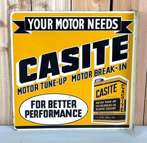 Casite "Your Motor Needs" w/Image Metal Flange Sign (TAC)