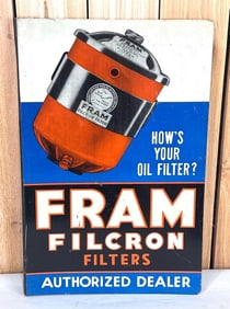 Fram Filcron Cartridges w/Image Metal Flange Sign (TAC)