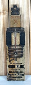 Champion Spark Plug "Ford Plug" Wood Thermometer (TAC)