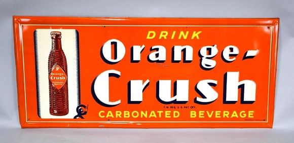 Drink Orange Crush w/Bottle & Crushy Metal Sign (TAC)