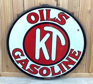 Rare KT Oils & Gasoline Porcelain Sign (TAC)