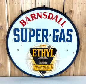 Barnsdall Super-Gas w/Ethyl Logo Porcelain Sign (TAC)