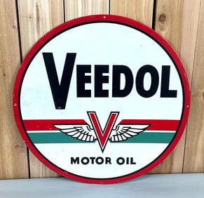 Veedol Motor Oil w/Winged Logo & Green Stripe Metal Sign (TAC)