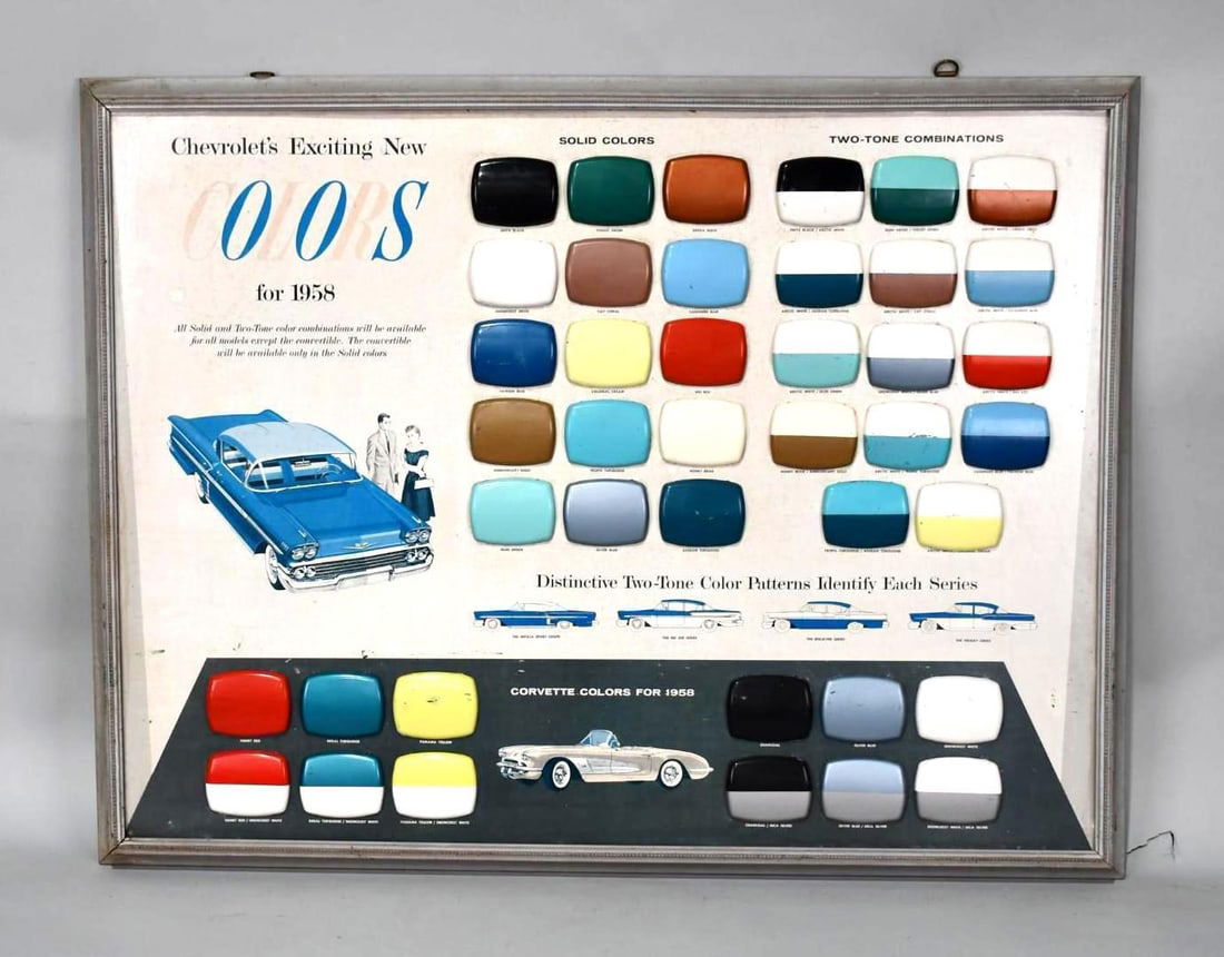 1958 Chevrolet/Corvette Colors Cardboard Showroom Poster (TAC) (1 of 4)