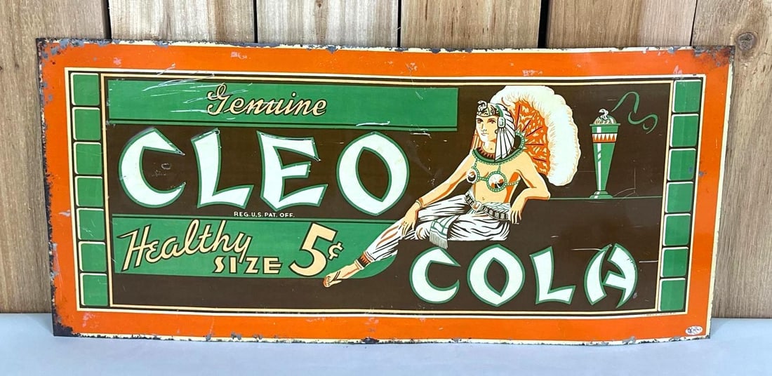 Genuine Cleo Cola "Healthy Size 5¢" Metal Sign (TAC) (1 of 5)