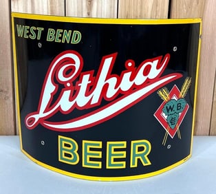 Lithia West Bend Beer Curved Porcelain Sign (TAC)