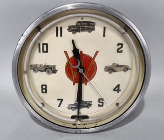 Willy's w/ Vehicles Neon Dealership Clock