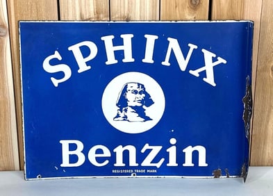 Sphinx Benzin w/Image Porcelain Flange Sign (TAC)