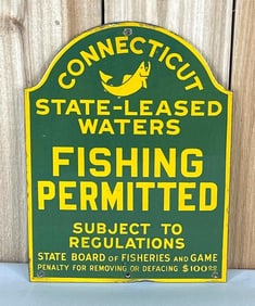 Connecticut Fishing Permitted Porcelain Sign (TAC)