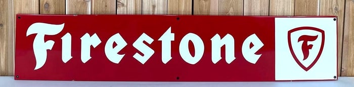 "MINT" Firestone (tires) w/Logo Porcelain Sign (TAC)