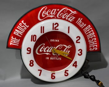 Drink Coca-Cola Cleveland Neon Clock with Lighted Marquee
