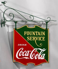 Drink Coca-Cola Fountain Service "Check Mark" Porcelain Sign (TAC)
