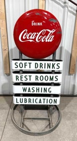 Drink Coca-Cola Porcelain Buttons & Sidewalk Sign