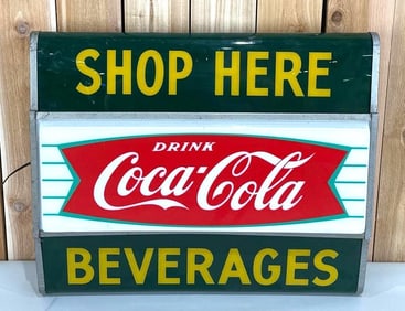 Drink Coca-Cola Shop Here Beverages Plastic Lighted Sign