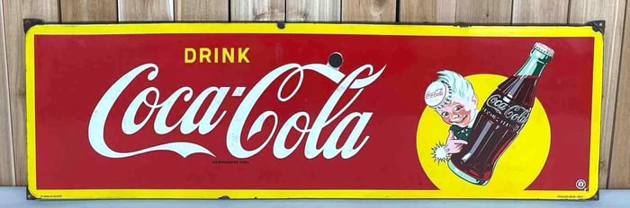 Drink Coca-Cola w/Bottle & Sprite Porcelain Sign (TAC)