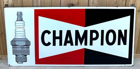 Ex-Large Champion w/Spark Plug Porcelain Sign (TAC)