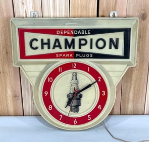 Dependable Champion Spark Plugs Plastic Lighted Clock (TAC)