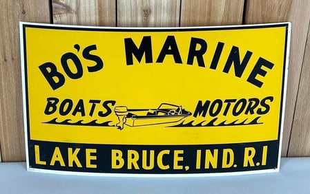 Bo's Marine Boats Motors w/Image Metal Sign (TAC)