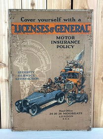 "Lincenses &; General" Motor Insurance Policy Metal Sign (TAC)