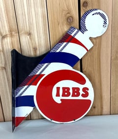 Gibbs Barber Pole Style Porcelain Flange Sign (TAC)