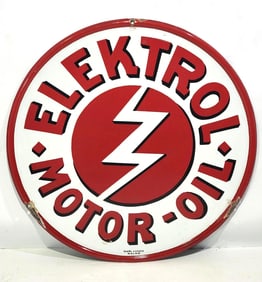 Hard to Find Elektrion Motor Oil w/Logo Porcelain Sign (TAC)