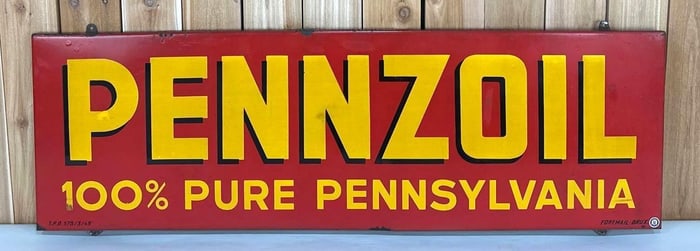 Pennzoil 100% Pure Pennsylvania Porcelain Sign (TAC)
