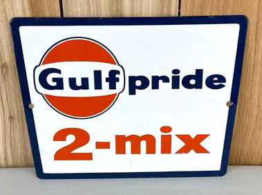 Gulfpride 2-Mix Porcelain Pump Sign (TAC)
