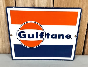 Gulftane w/Large Logo Porcelain Pump Sign (TAC)