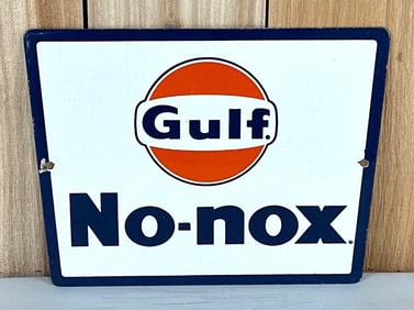 Gulf No-Nox Porcelain Pump Sign