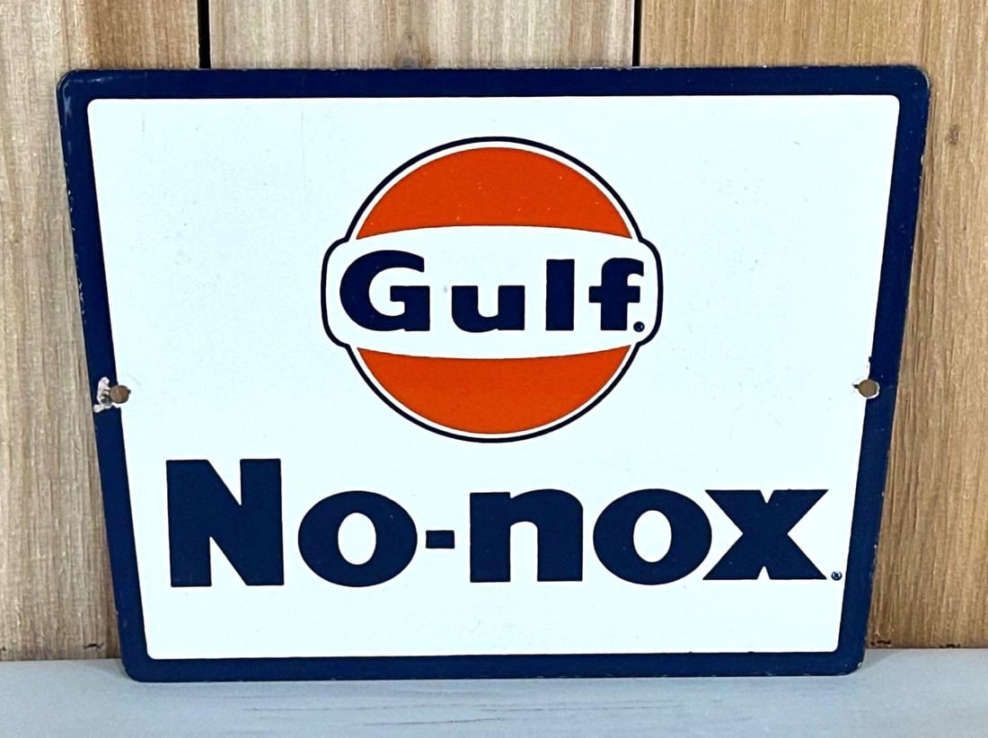 Gulf No-Nox Porcelain Pump Sign (1 of 3)