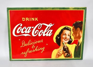 Drink Coca-Cola w/Couple Metal Sign (TAC)