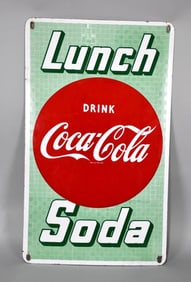 Drink Coca-Cola Lunch Soda Porcelain Sign (TAC)