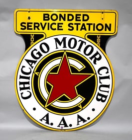Chicago Motor Club A.A.A. Bonded Service Station Porcelain Sign (TAC)