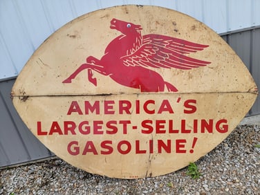 (Mobil) w/Pegasus "America's Largest Selling Gasoline!" Metal Sign (TAC)