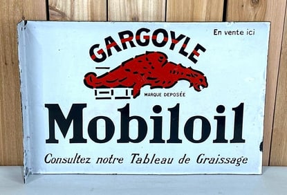 Mobiloil Gargoyle Consultez notre Tableu de Graissage Porcelain Flange Sign (TAC)
