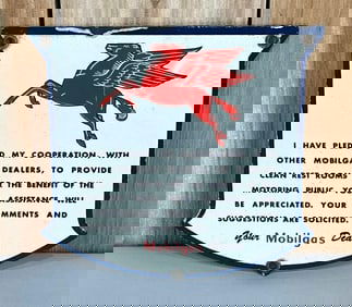 Mobilgas Dealer Rest Room Pledged Porcelain Sign (TAC)