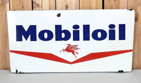 Mobiloil w/Small Pegasus Porcelain Sign (TAC)