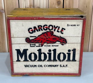 Gargoyle Mobiloil Wood Oil Bottle Box