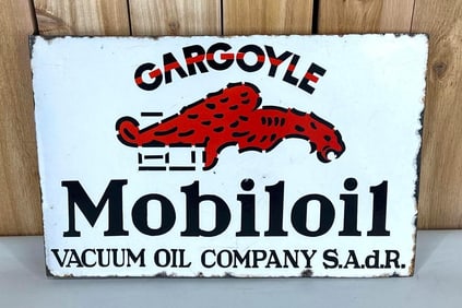 Gargoyle Mobiloil Porcelain Flange Sign (TAC)