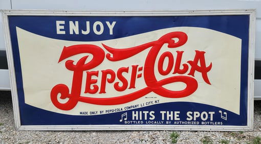Extra Large Enjoy Pepsi:Cola "Hits the Spot" Metal Sign (TAC)