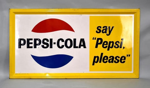 Large Pepsi-Cola "Say Pepsi Please" Metal Sign (TAC)