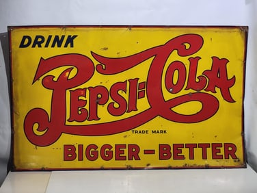Drink Pepsi:Cola Bigger-Better Metal (yellow) Sign (TAC)