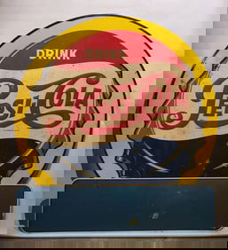 Large Drink Pepsi-Cola Keyhole Shaped Metal Sign (TAC)