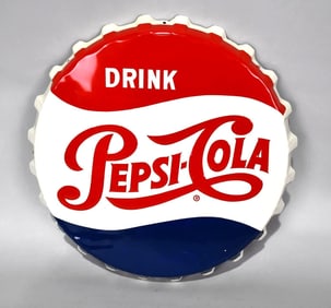 Drink Pepsi-Cola Metal Bottle Cap Sign (TAC)