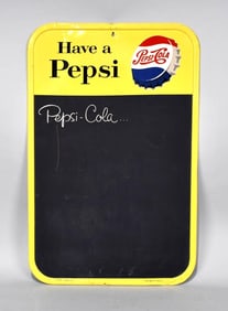 Pepsi-Cola w/Bottle Cap Logo Metal Menu Board Sign (TAC)