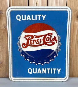 Pepsi:Cola Quality w/Bottle Cap Metal Sign (TAC)