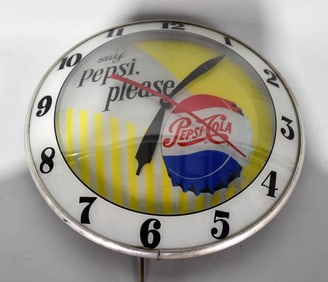 Say Pepsi Please Lighted Double Bubble Clock