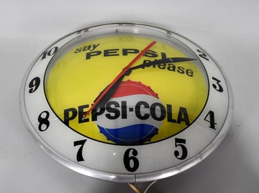 Say Pepsi Please Lighted Double Bubble Clock